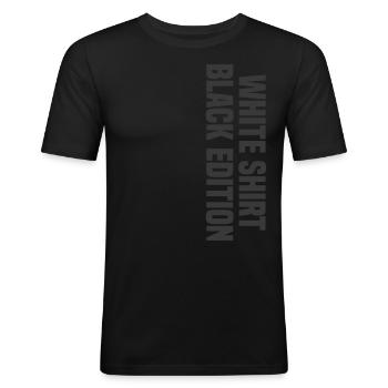 White Shirt Black Edition - Männer Slim Fit T-Shirt - Schwarz - Vorne - Nik (191cm)