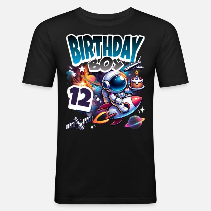 Astronaute 12e anniversaire Espace - T-shirt près du corps Homme - noir