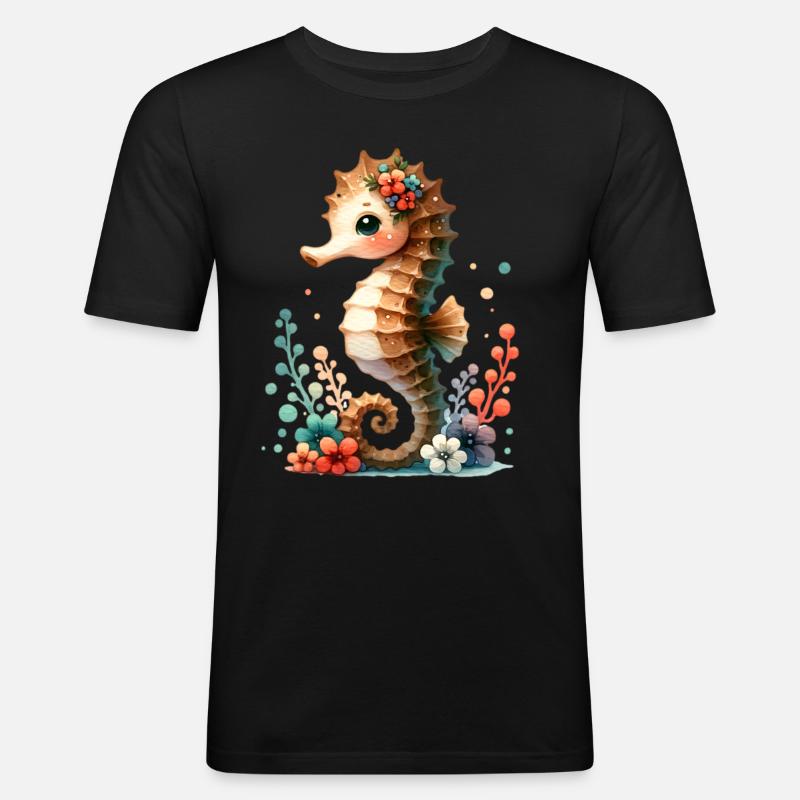 Hippocampe Hippocampe - T-shirt près du corps Homme - noir