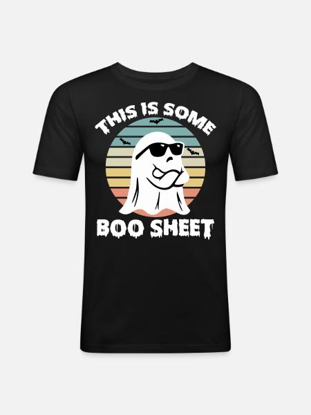 Geist Boo Sheet - Männer Slim Fit T-Shirt - Schwarz