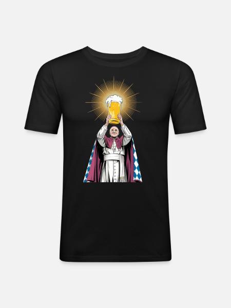 HEILIGER BIERGRAL - Männer Slim Fit T-Shirt - Schwarz
