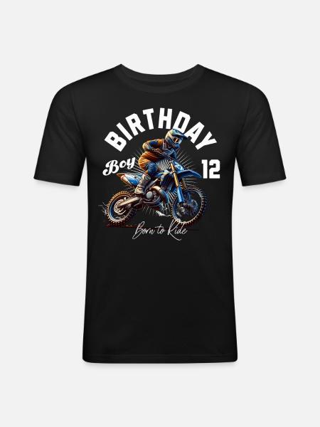 Motocross 12th Birthday - Men's Slim Fit T-Shirt - black