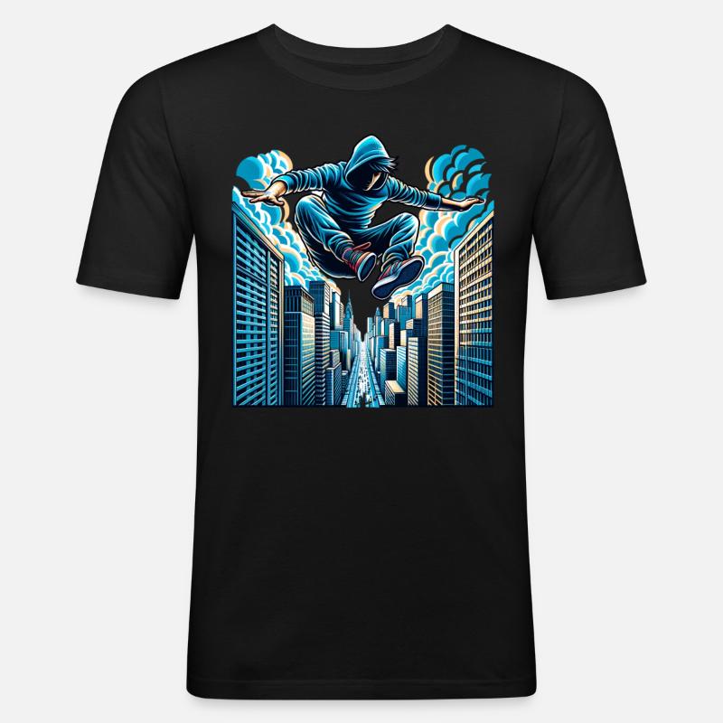 Parkour - Männer Slim Fit T-Shirt - Schwarz