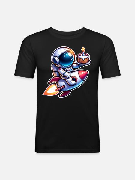 Astronaut Birthday - Men's Slim Fit T-Shirt - black