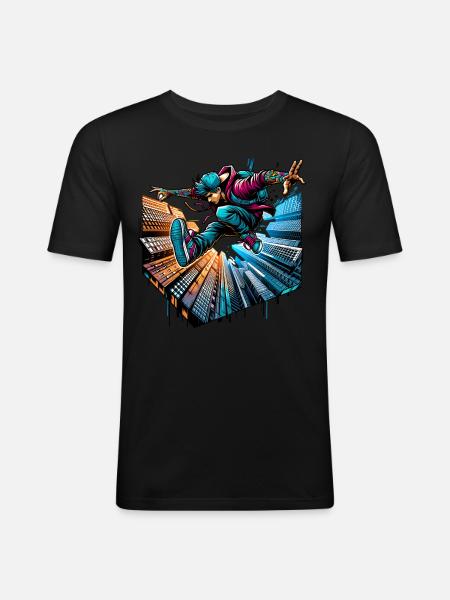 Parkour - Männer Slim Fit T-Shirt - Schwarz