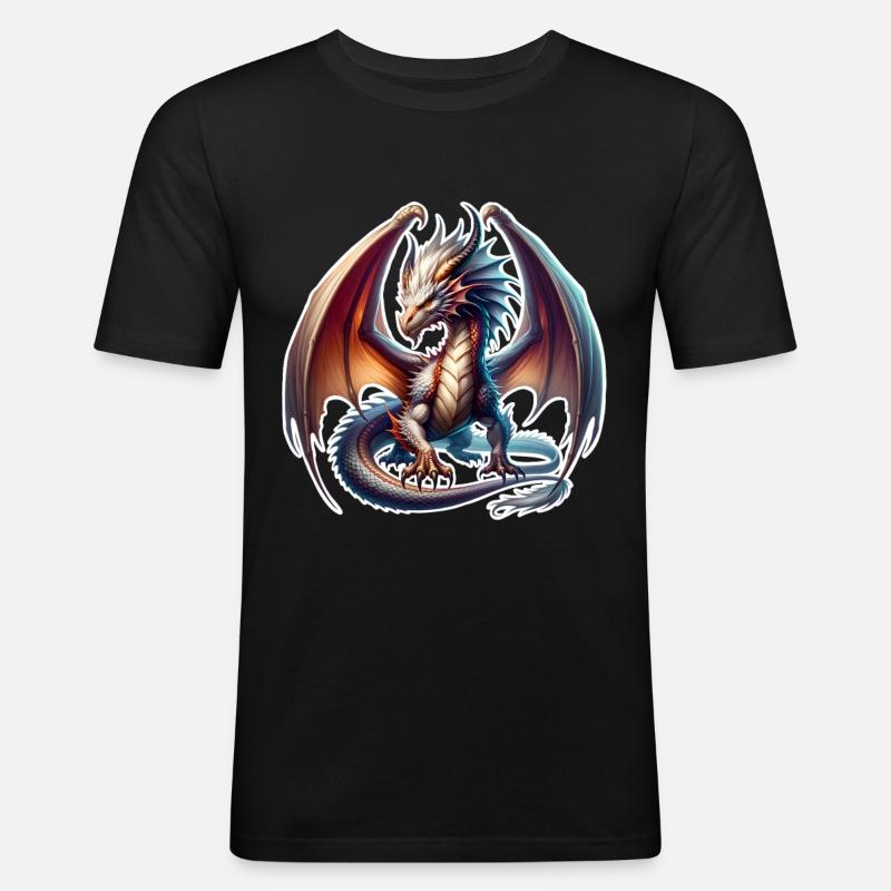Drache - Männer Slim Fit T-Shirt - Schwarz