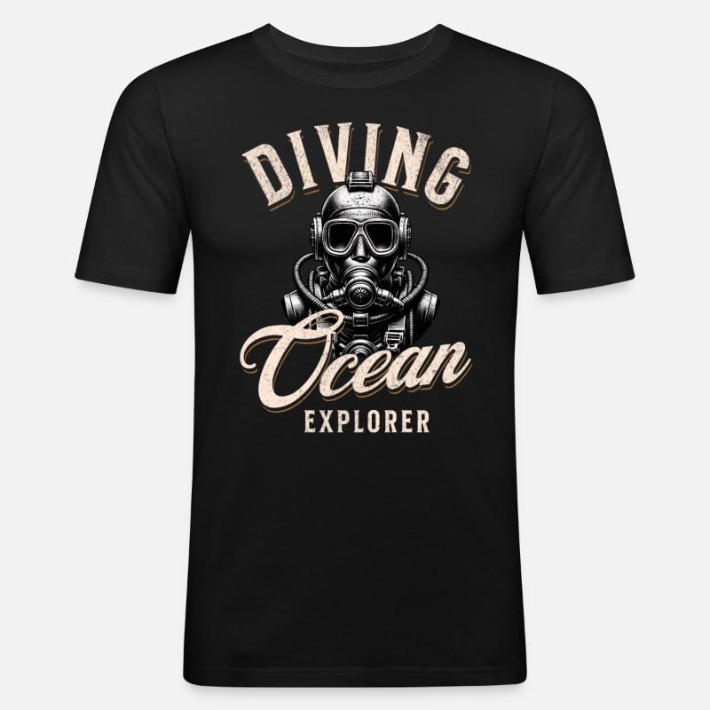 Taucher Ocean Explorer - Männer Slim Fit T-Shirt - Schwarz