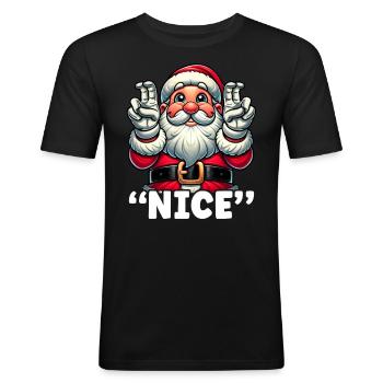 Christmas Cute List Santa Claus Naughty - Men's Slim Fit T-Shirt - black - Front - Nik (191cm)