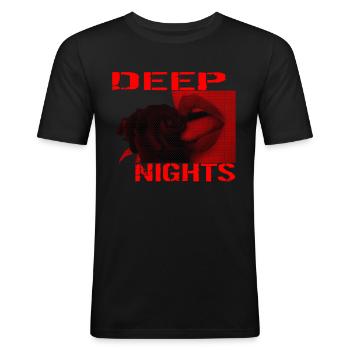 NUITS PROFONDES - T-shirt près du corps Homme - noir - Devant - Nik (191cm)