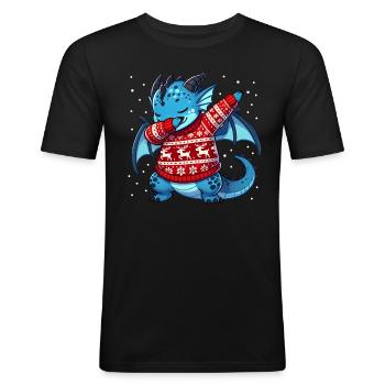 Christmas Dragon Lover Dragon Ugly - Men's Slim Fit T-Shirt - black - Front - Nik (191cm)