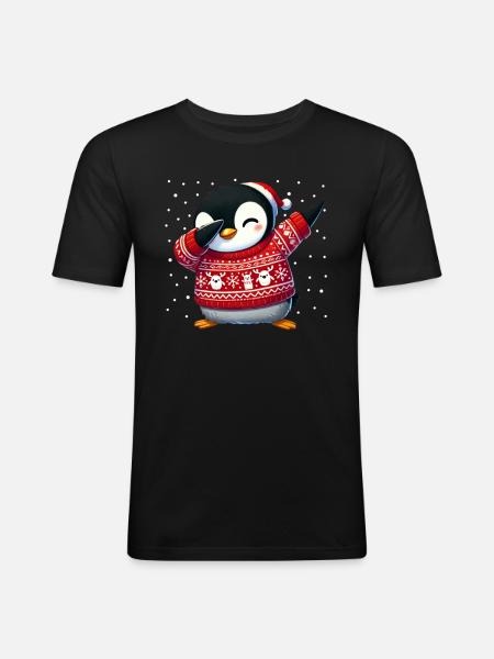 Christmas Penguin Ugly Christmas - Men's Slim Fit T-Shirt - black