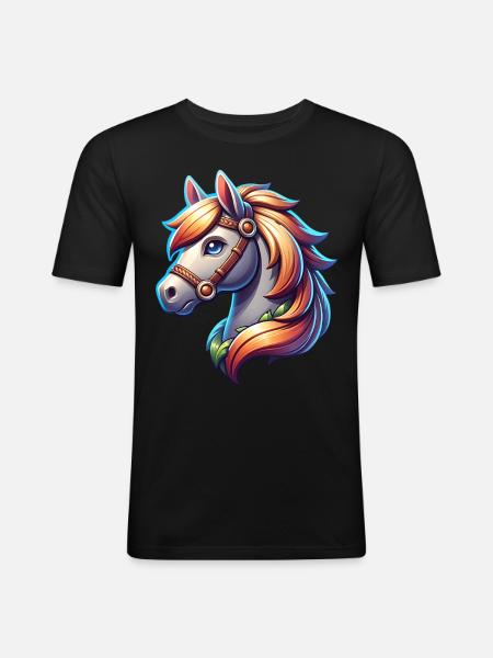 Cheval - T-shirt près du corps Homme - noir