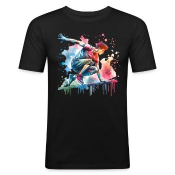 Parkour - T-shirt près du corps Homme - noir - Devant - Nik (191cm)