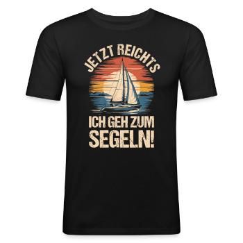 Jetzt Reichts Ich Geh Zum Segeln Retro Segelboot - Männer Slim Fit T-Shirt - Schwarz - Vorne - Nik (191cm)