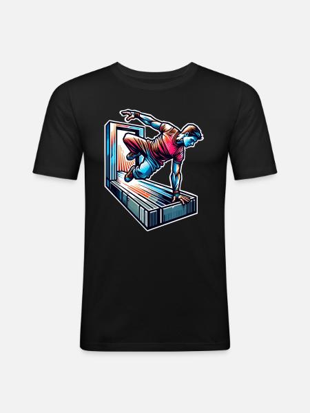 Parkour - T-shirt près du corps Homme - noir