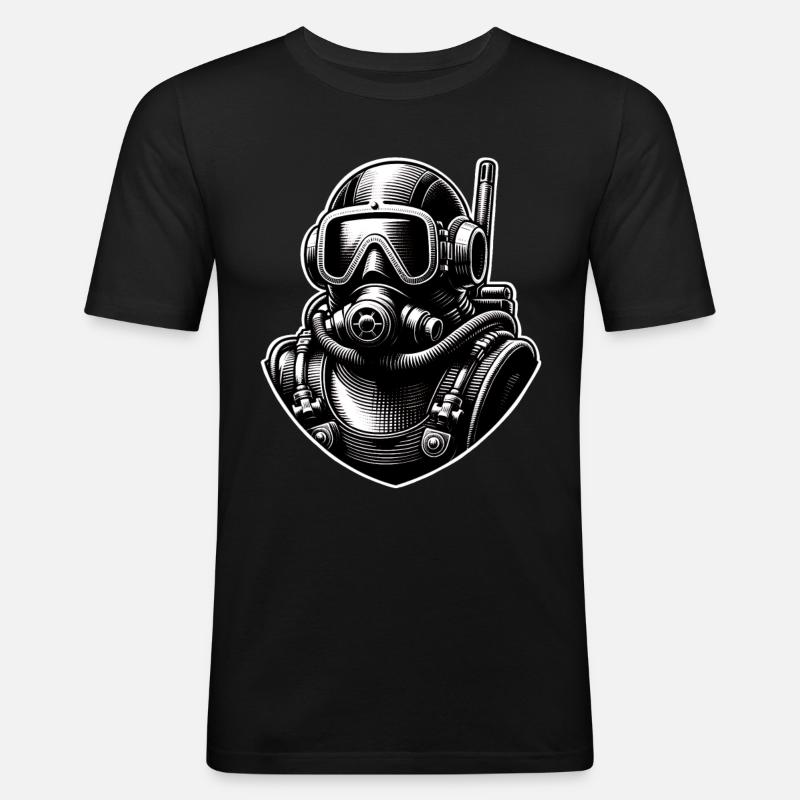 Tauchen Taucher - Männer Slim Fit T-Shirt - Schwarz