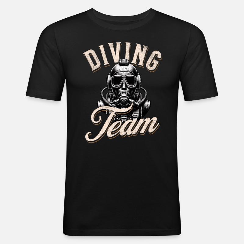 Tauchen Taucher - Männer Slim Fit T-Shirt - Schwarz