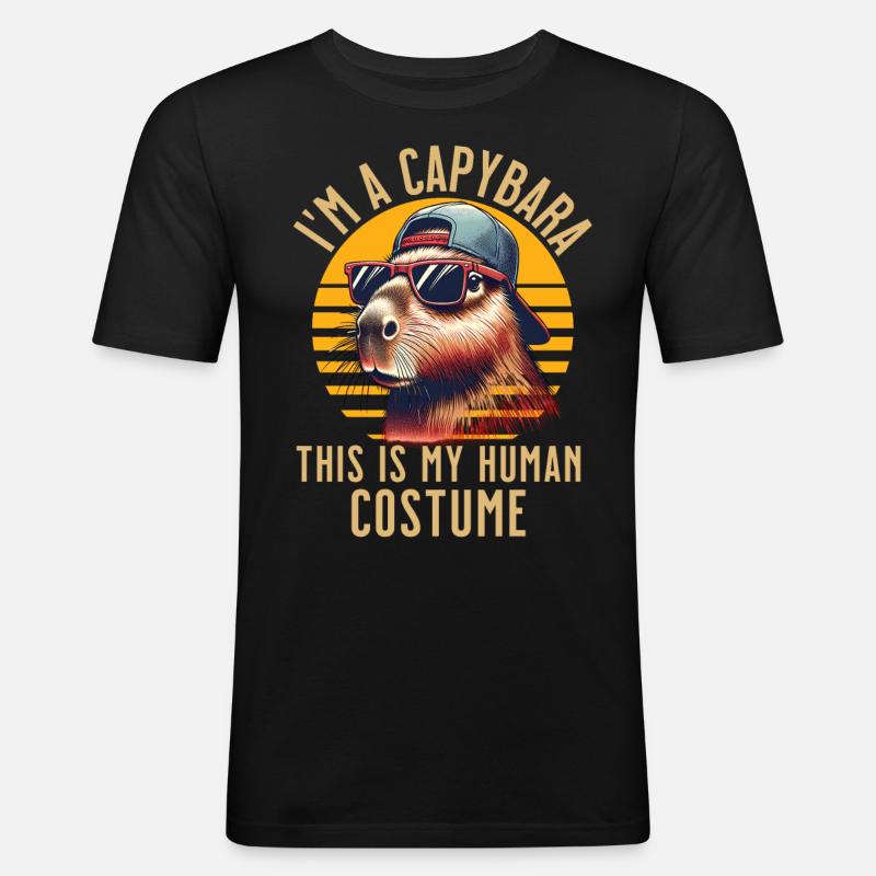 Capybara Kostüm - Männer Slim Fit T-Shirt - Schwarz