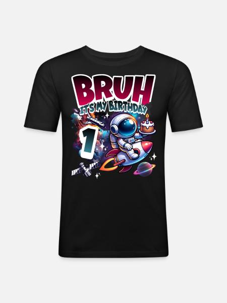 Astronaut 1st Birthday Space - Men's Slim Fit T-Shirt - black