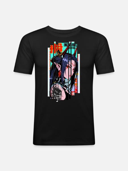 Cyborg Oni kanji - Men's Slim Fit T-Shirt - black