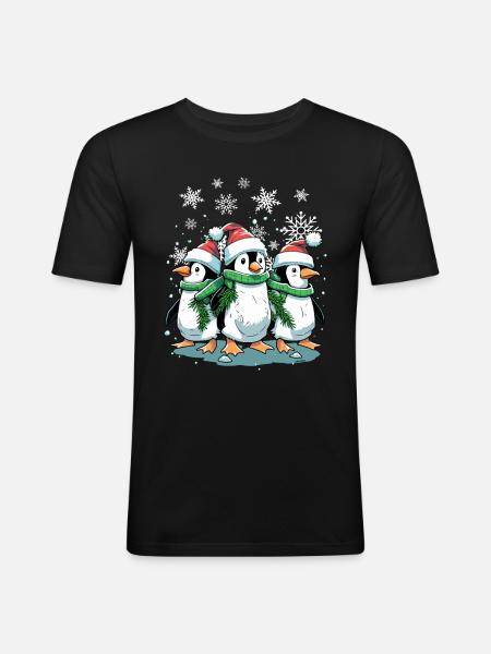 Søt julepingvin - Søt julepingvin - Slim Fit T-skjorte for menn - svart