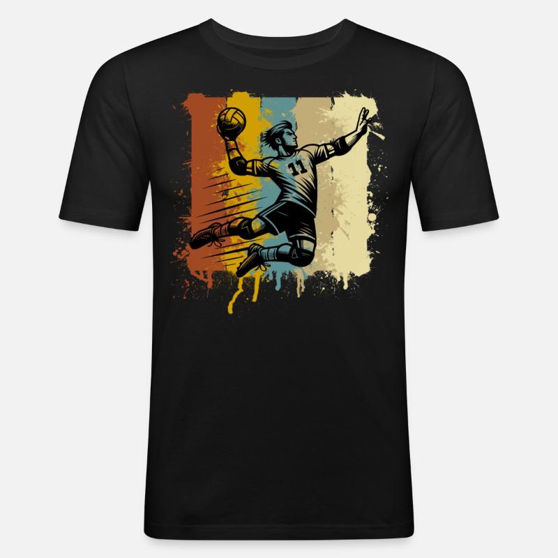 Handball Handballer - Männer Slim Fit T-Shirt - Schwarz
