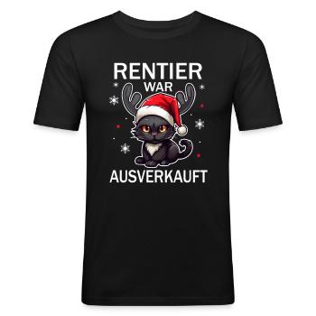 Weihnachtsshirt Christmas Rentier war ausverkauft - Männer Slim Fit T-Shirt - Schwarz - Vorne - Nik (191cm)