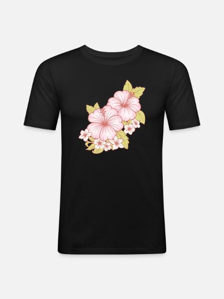 Hawaï Fille hawaïenne Fleur d’hibiscus - T-shirt près du corps Homme - noir