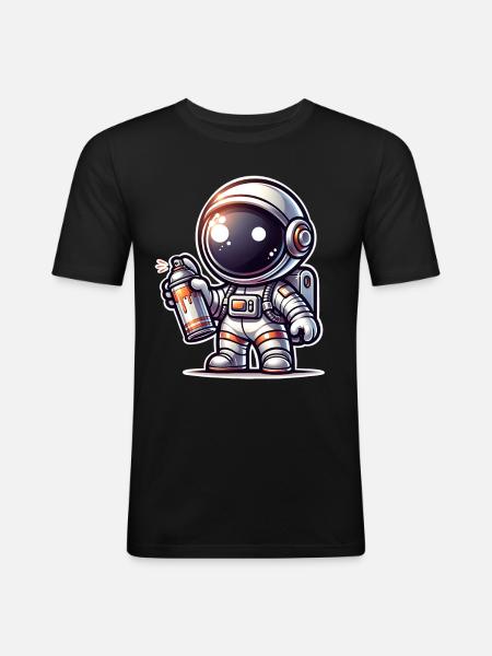 Graffiti Sprayer Astronaut - Men's Slim Fit T-Shirt - black