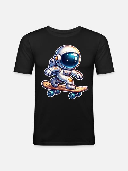 Skateboard Skater Astronaut - Men's Slim Fit T-Shirt - black