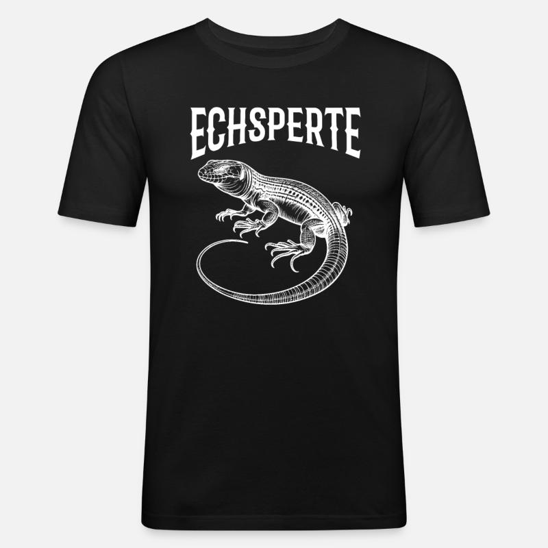 Echsperte Leguan - Männer Slim Fit T-Shirt - Schwarz