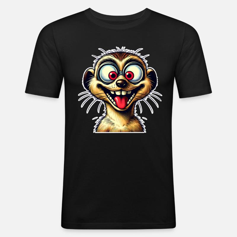 Erdmännchen - Männer Slim Fit T-Shirt - Schwarz