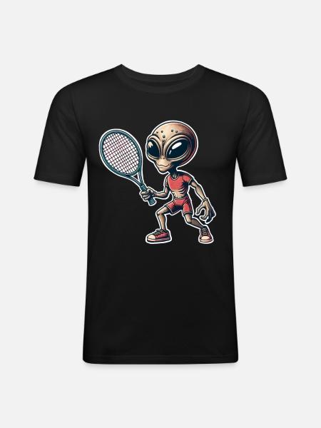 Alien Tennis - Men's Slim Fit T-Shirt - black