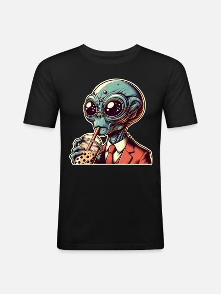Alien Bubble Tea - Men's Slim Fit T-Shirt - black