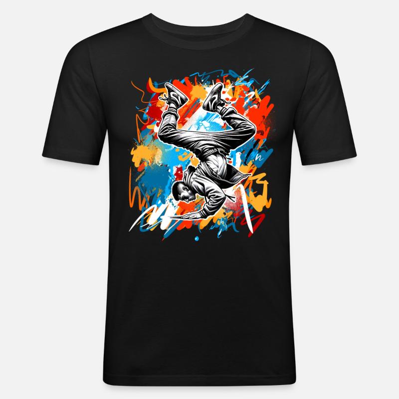 Breakdance - Männer Slim Fit T-Shirt - Schwarz