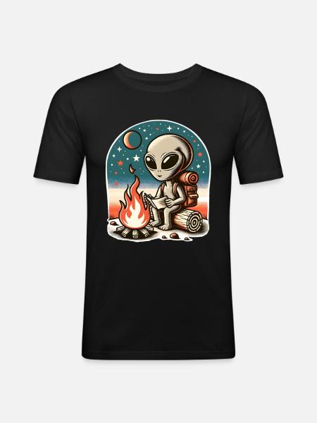 Alien Campfire Hike - Men's Slim Fit T-Shirt - black