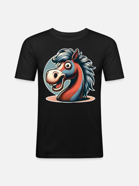 Cheval - T-shirt près du corps Homme - noir