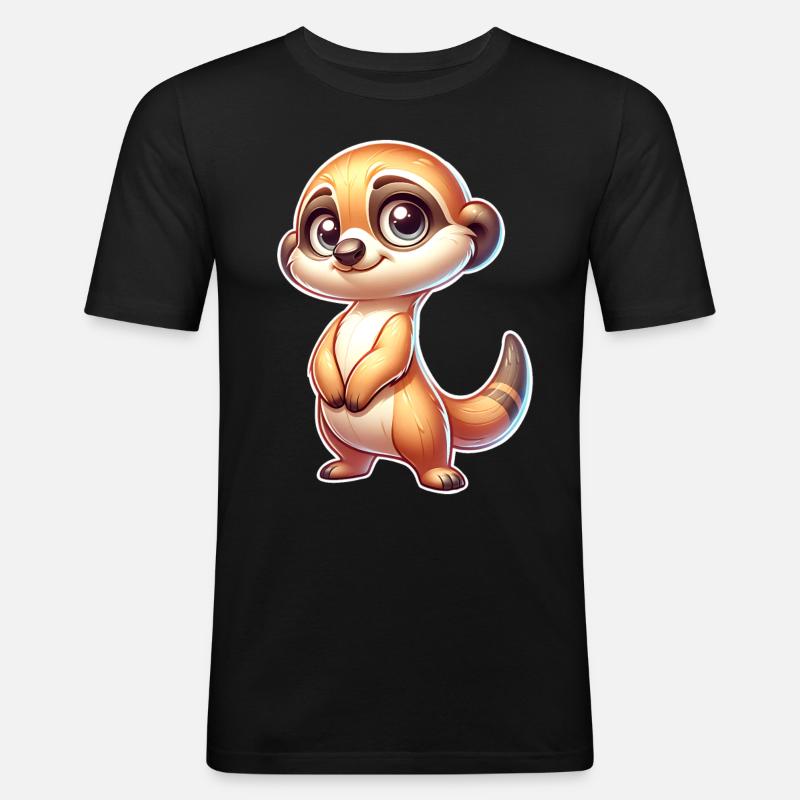 Erdmännchen - Männer Slim Fit T-Shirt - Schwarz