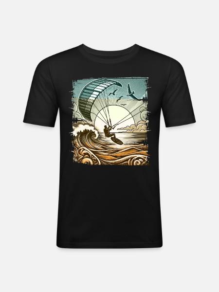 Kitesurfing Kitesurf Kitesurfer Kiteboard - Men's Slim Fit T-Shirt - black