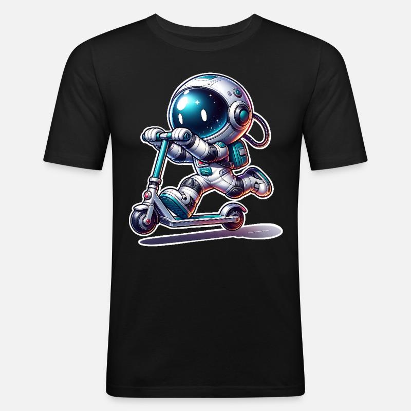 E-Scooter E-Roller Astronaut Scooter - Men's Slim Fit T-Shirt - black
