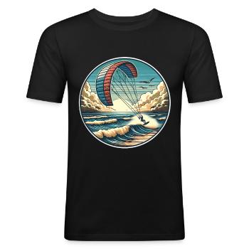 Kitesurfen Kitesurf Kitesurfer Kiteboard - Männer Slim Fit T-Shirt - Schwarz - Vorne - Nik (191cm)