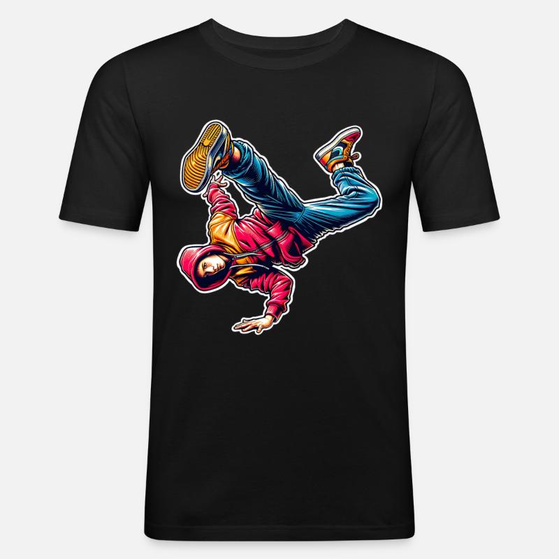 Breakdance - Männer Slim Fit T-Shirt - Schwarz