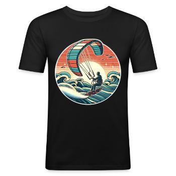 Kitesurf Kitesurfer Kiteboard - T-shirt près du corps Homme - noir - Devant - Nik (191cm)