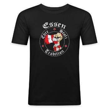 Essen Ehre Stolz Tradition No II - Männer Slim Fit T-Shirt - Schwarz - Vorne - Nik (191cm)