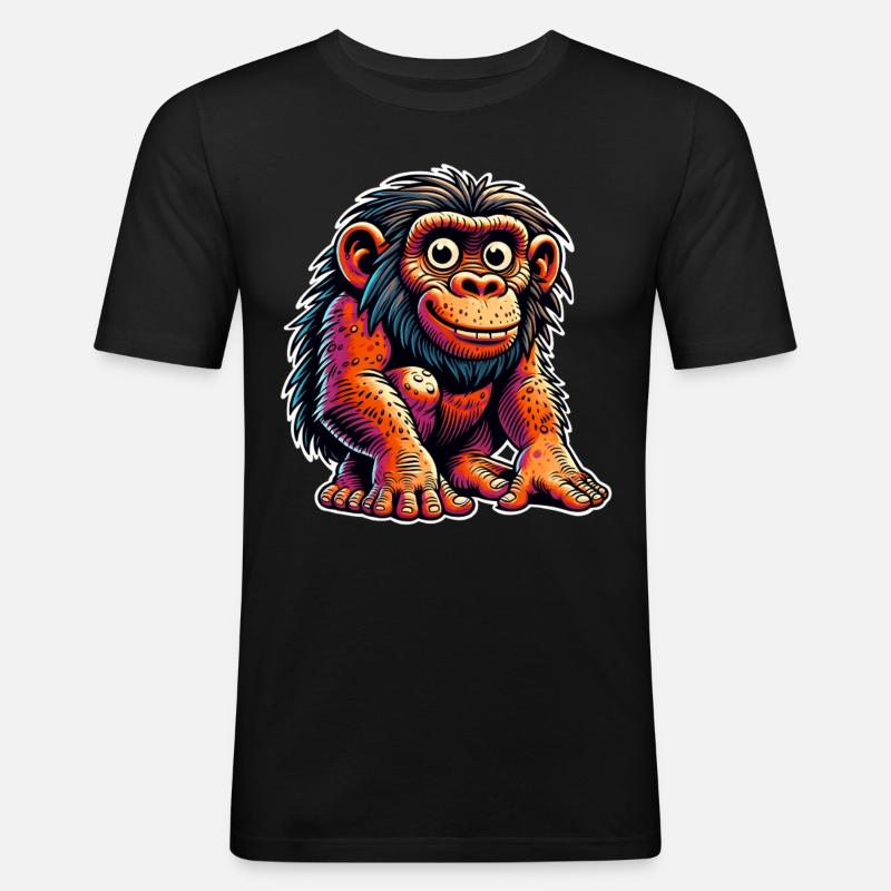 Neandertaler - Männer Slim Fit T-Shirt - Schwarz