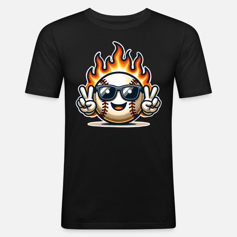 Baseball - Männer Slim Fit T-Shirt - Schwarz