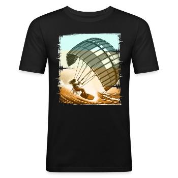 Kitesurfen Kitesurfer Kiteboard - Männer Slim Fit T-Shirt - Schwarz - Vorne - Nik (191cm)