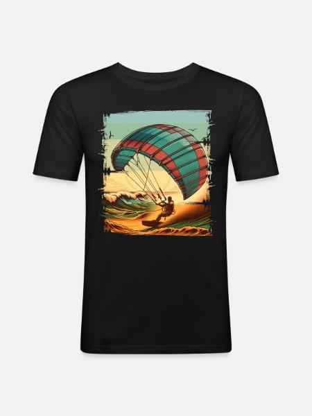Kitesurfing Kitesurfer Kiteboard - Men's Slim Fit T-Shirt - black