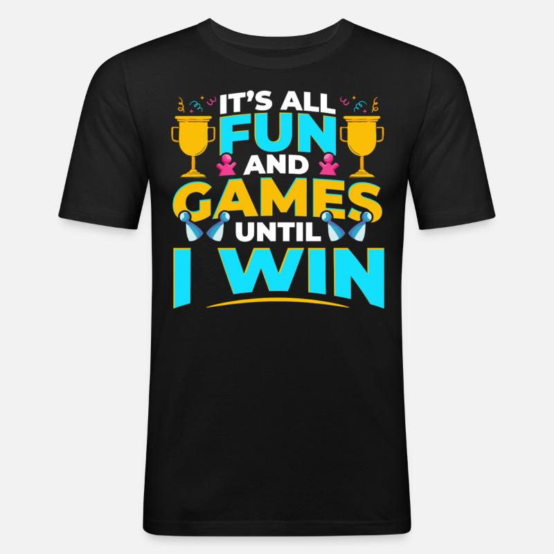 Brettspiele Win Game Night Winning - Männer Slim Fit T-Shirt - Schwarz