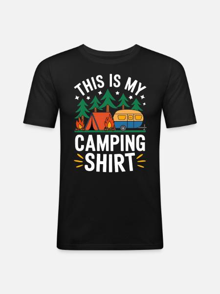 Camping Eventyr Sjovt Camping Design - Herre Slim Fit T-Shirt - sort